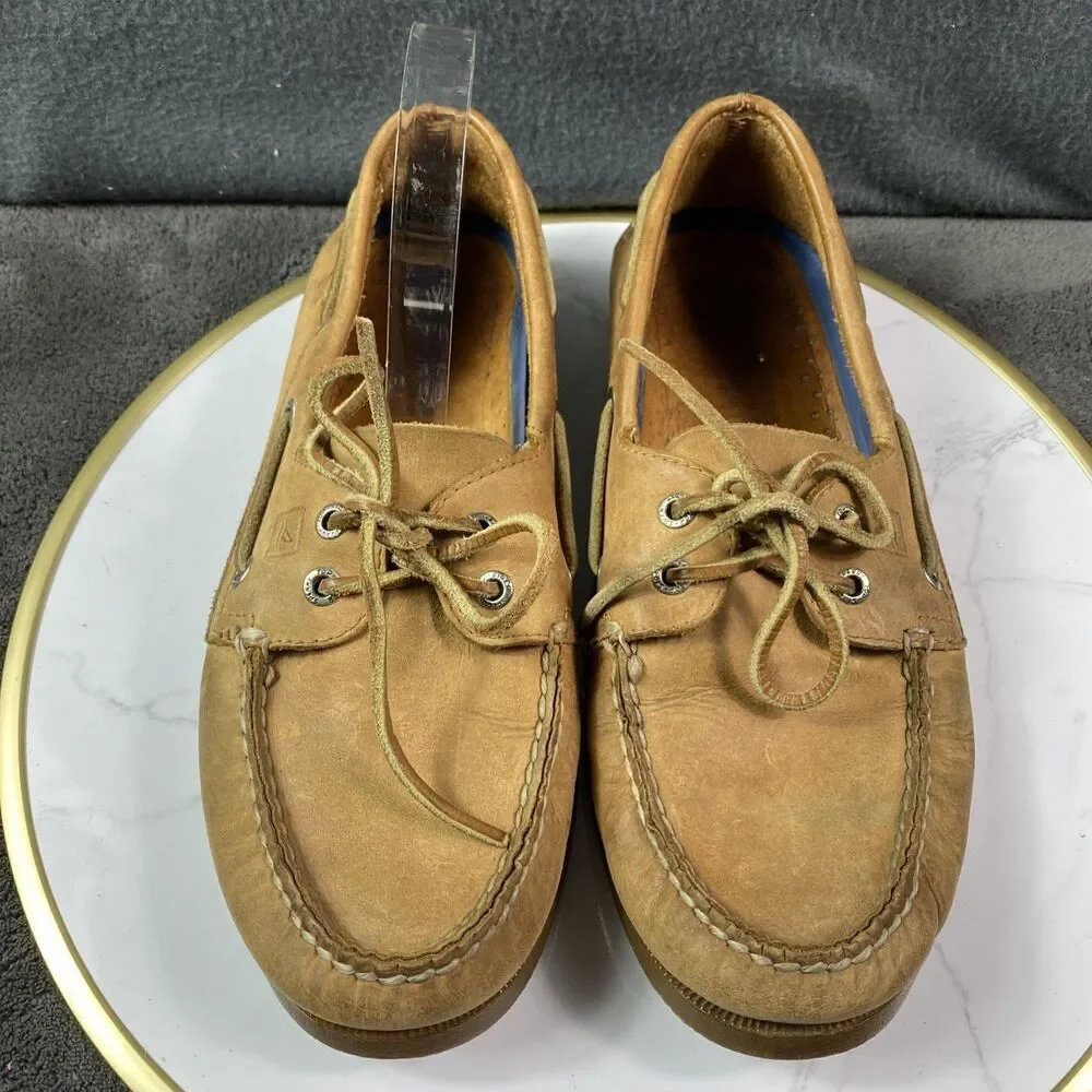 Sperry Top Sider Loafer Sahara Men's Size 9 US Brown Leather Lace Up Loafer Logo